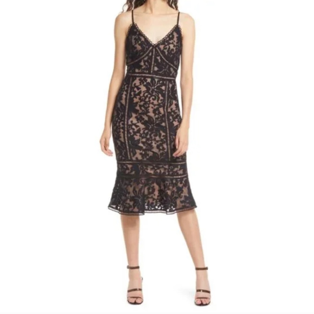 LuLus Alluring Love black and tan dress